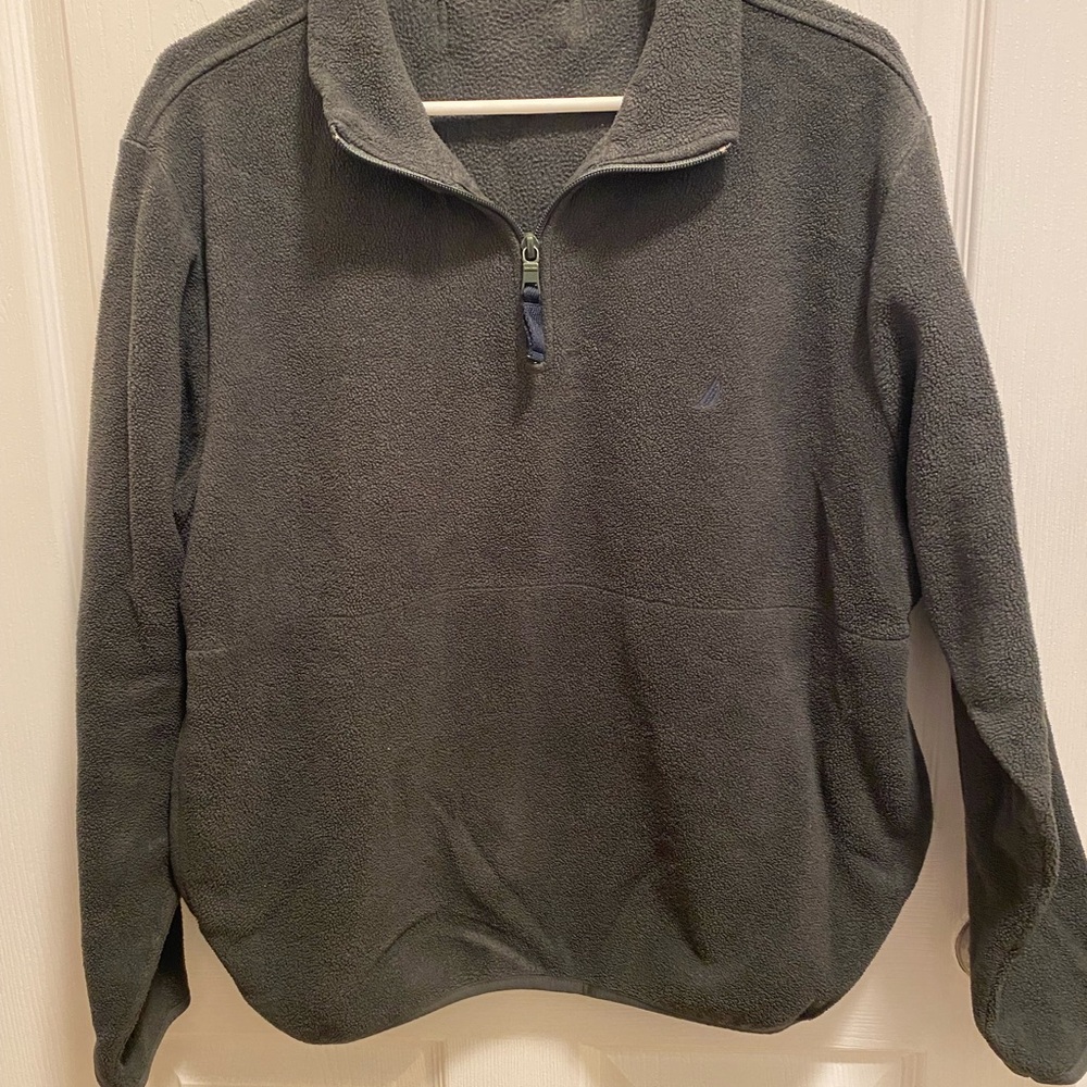 Men's Olive Green Quarter-Zip Sweater